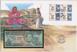 Etiópia 1976. 1B Borítékban, Alkalmi Bélyeggel és Bélyegzéssel T:I 
Ethiopia 1976. 1 Birr In Envelope With Stamps And Ca - Unclassified