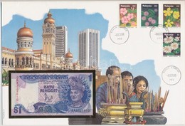Malajzia 1981-1983. 1R Borítékban, Alkalmi Bélyeggel és Bélyegzéssel T:I 
Malaysia 1981-1983. 1 Ringgit In Envelope With - Ohne Zuordnung