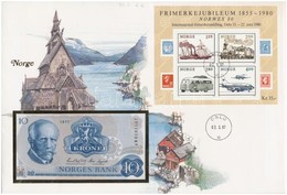 Norvégia 1977. 10K Borítékban, Alkalmi Bélyeggel és Bélyegzéssel T:I
Norway 1977. 10 Kroner In Envelope With Stamps And  - Unclassified