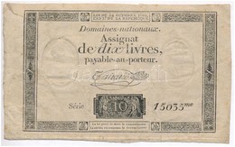 Franciaország 1792. 10L 'Assignata' Vízjellel és Szárazpecséttel T:III- Szakadás,ly. 
France 1792. 10 Livres 'Assignat'  - Sin Clasificación