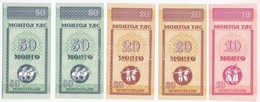 Mongólia 1993. 10M + 20M (2x) + 50M (2x) T:I 
Mongolia 1993 10 Mongo + 20 Mongo (2x) + 50 Mongo (2x) C:UNC 
Krause KM#49 - Ohne Zuordnung