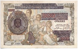 Szerbia / Német Megszállás 1941. 1000D 500D-os Bankjegyre Nyomva T:III 
Serbia / German Occupation 1941. 1000 Dinara Pri - Ohne Zuordnung