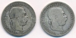Ausztria 1893. 1K Ag 'Ferenc József' (2x) T:3 Patina
Austria 1893. 1 Corona Ag 'Franz Joseph' (2x) C:F Patina 
Krause KM - Non Classificati