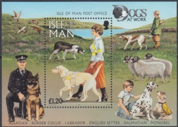 Isle Of Man 1996 - Dogs At Work, Sheep, Hunting, Police Dog, Guide Dog - Miniature Sheet Mi Block 27 ** MNH - Man (Insel)