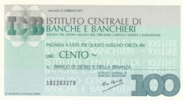 MINIASSEGNO FDS ISTITUTO CENTRALE BANCHE E BANCHIERI L.100 BANCA DI DESIO (YA676 - [10] Chèques