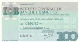 MINIASSEGNO FDS ISTITUTO CENTRALE BANCHE E BANCHIERI L.100 CREDITO LOMBARDO (YA710 - [10] Checks And Mini-checks