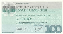 MINIASSEGNO FDS ISTITUTO CENTRALE BANCHE E BANCHIERI L.100 BANCA FEDERICO DEL VECCHIO (YA744 - [10] Checks And Mini-checks