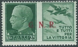 1944 RSI PROPAGANDA DI GUERRA 25 CENT BRESCIA III TIPO MH * - RB5-8 - War Propaganda