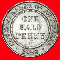 + MELBOURNE: AUSTRALIA ★ 1/2 PENNY 1928! George V (1911-1936) LOW START ★ NO RESERVE! - ½ Penny