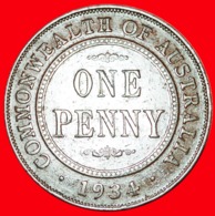 + MELBOURNE: AUSTRALIA ★ 1 PENNY 1934! George V (1911-1936) LOW START ★ NO RESERVE! - Penny