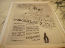 ANCIENNE PUBLICITE ESPRIT D EAU ET PIERRE ORLAN ET  PERRIER  1953 - Perrier
