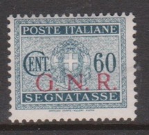 Italy Repubblica Sociale Italiana PD 8 1943 Postage Due Overprinted G.N.R., 60c Black,mint Hinged,Euro - Taxe