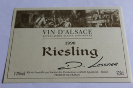 Etiquette Neuve Vin D Alsace Riesling 1998  12o - Riesling