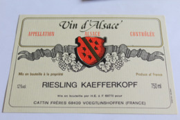 Etiquette Neuve Vin D Alsace Riesling  Kaefferkopf  12o - Riesling