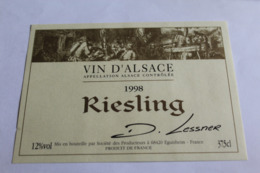 Etiquette Neuve Vin D Alsace Riesling   12 O  1998 - Riesling