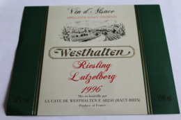 Etiquette Neuve Vin D Alsace Riesling Lutzelberg 1996   Westhalten 12o - Riesling