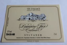 Etiquette Neuve Vin D Alsace Sylvaner 12o Domaine Jux Colmar - Riesling