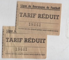 2 Tickets De Match/ Tarif Réduit/ Foot-Ball/ Ligue De Bourgogne/Rotaticket Cosne Niévre/Vers 1950      VPN247 - Tickets - Vouchers