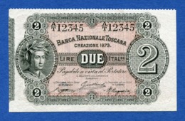 Italy Banca Nazionale Toscana 2 Lire Specimen 1873 Dante Alighieri R3 Bradbury Wilkinson PS753 Sup - Autres & Non Classés