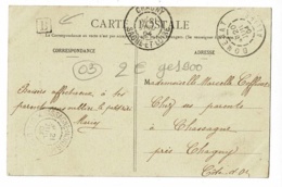 Cachet Boite Rurale Carré B - Circ 1904 Sur CP Postée à Domérat - Hôtel De Ville - Altri & Non Classificati