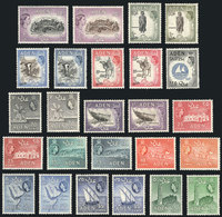 ADEN: Yvert 48/62A, 1953/8 Ships, Animals, Landscapes, Etc. Cmpl. Set Of 25 Values, Mint Very Lightly Hinged (they Appea - Aden (1854-1963)