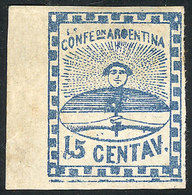 ARGENTINA: GJ.3c, 15c. Blue, With Variety "Double Line Below The Bottom Frame", VF" - Other & Unclassified