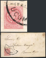 ARGENTINA: GJ.7 (Seal Of 5c. With Accent) Franking A Compl. Folded Letter Dated 19/AP/1864!, With Fan TUCUMÁN-FRANCA Can - Autres & Non Classés