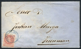 ARGENTINA: GJ.15, Seal Of The Republic 5c. Narrow C Pale Rose Color, On Folded Cover To Tucumán, With Datestamp Of ROSAR - Sonstige & Ohne Zuordnung