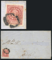 ARGENTINA: GJ.15A, 5c. Narrow C, CARMINE-ROSE, On A Folded Cover To Buenos Aires, With Spectacular Mute PONCHITO Cancel  - Andere & Zonder Classificatie