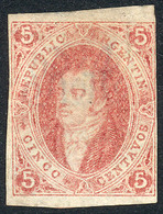 ARGENTINA: GJ.16, 5c. 1st Printing IMPERFORATE, Mint Example Of 4 Complete Margins (2 Very Ample), VF Quality, Rare. Wit - Ongebruikt