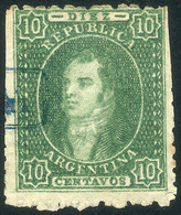 ARGENTINA: GJ.21, 10c. Clear Impression, With Framed CERTIFICADO Cancel In Blue, VF! - Nuovi