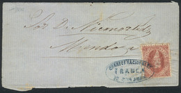 ARGENTINA: GJ.25, 4th Printing Franking A Folded Cover To Mendoza, With Ellipse SAN JUAN - FRANCA Cancel In Blue Perfect - Nuovi