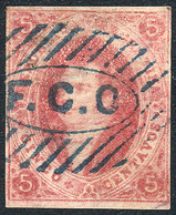 ARGENTINA: GJ.32, 7th Printing Imperforate, With Blue F.C.O Barred Cancel (+150%), Little Thin On Back, VF Front! - Unused Stamps