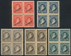 ARGENTINA: GJ.143 + Other Values, 5 Blocks Of 4 Of The Set With MUESTRA Ovpt., All MNH And Of Superb Quality! - Other & Unclassified