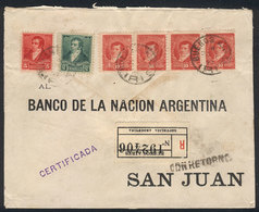 ARGENTINA: GJ.179 Strip X4 + 176 + 178 (totalling 47c.) Franking A Registered Cover Sent From Buenos Aires To San Juan O - Other & Unclassified