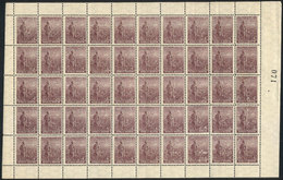 ARGENTINA: GJ.387, 1915 4c. Plowman, On Italian Paper With Horizontal Honeycomb Wmk, COMPLETE SHEET Of 50 Stamps, Unmoun - Other & Unclassified