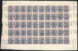 ARGENTINA: GJ.454O, 1917 10P. San Martín With Horizontal Honeycomb Wmk, Complete Sheet Of 50 Examples Glued To A Documen - Sonstige & Ohne Zuordnung