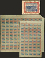 ARGENTINA: GJ.521, 1920 5c. Belgrano On Horse, Argentina Flag, COMPLETE SHEETS Of 50 And 100 Examples, Unmounted (some S - Other & Unclassified