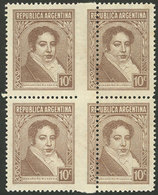 ARGENTINA: GJ.774, Block Of 4 With Very Shifted Vertical Perforation In The Center, Handsome! - Otros & Sin Clasificación