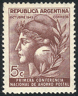 ARGENTINA: GJ.904, 1943 Postal Savings Bank, With STRAIGHT RAYS Wmk, VF Quality! - Sonstige & Ohne Zuordnung