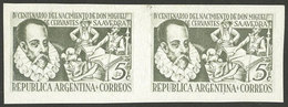ARGENTINA: GJ.950P, 1947 Cervantes, IMPERFORATE PAIR, Excellent! - Sonstige & Ohne Zuordnung