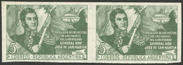 ARGENTINA: GJ.952P, 1947 San Martín, IMPERFORATE PAIR, Excellent! - Autres & Non Classés