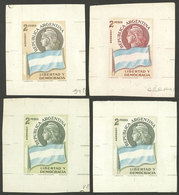 ARGENTINA: GJ.1106, 1958 2P. Transmission Of Presidential Power (flags), 4 Different DIE PROOFS Printed On Paper Of Glaz - Autres & Non Classés