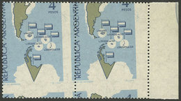 ARGENTINA: GJ.1273, 1964 Argentine Antarctica, Pair With Very Shifted Perforation, Spectacular! - Sonstige & Ohne Zuordnung