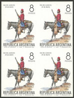 ARGENTINA: GJ.1358P, 1966 Army Day (mounted Soldier), IMPERFORATE Block Of 4, MNH, Excellent Quality! - Other & Unclassified