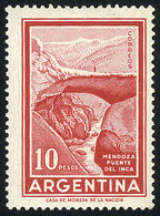 ARGENTINA: GJ.1498, 1969/71 10P. Incan Bridge WITH Round Sun Watermark, MNH, VF Quality, Rare, Catalog Value US$450. - Other & Unclassified