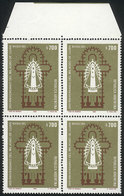 ARGENTINA: GJ.1971A, 1980 Christmas (Virgin Of Lujan), Block Of 4 Printed On UNSURFACED PAPER, Excellent Quality, Rare! - Other & Unclassified