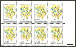 ARGENTINA: GJ.2217, 1985 30c. Carnaval Flower, Block Of 8 With VERY SHIFTED COLORS, VF! - Autres & Non Classés