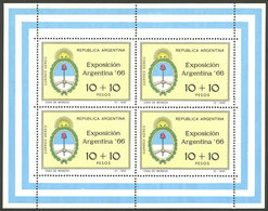 ARGENTINA: GJ.HB 21, 1966 Philatelic Exposition Printed On MARBLED PAPER (very Thick, Against The Light It Shows An Evid - Blocks & Sheetlets