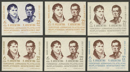 ARGENTINA: GJ.HB 23, Lot Of 6 TRIAL COLOR PROOFS Different From The Issued S.sheet, Excellent Quality! - Blocs-feuillets